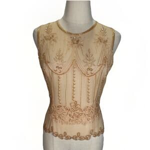 Vintage Top Silk Beaded Chiffon Edwardian Dainty Romantic Fairy Lace Size Small
